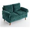 Azkoeesy Divano Compatto 2 Posti 124 cm in Tessuto Chenille, Stile Mid-Century con Cuscini Imbottiti, Gambe Effetto Legno, Salvaspazio per Soggiorno, Camera da Letto e Appartamento (Verde)