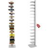 MOHOME Libreria Verticale a Colonna da Terra Sospesa Argento Premium Quality Made in Italy 14 Ripiani Mensola 20 x 15 cm Stretta e Alta 200 cm Finitura Metallo Biblioteca Salvaspazio Soggiorno Cucina