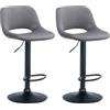 CLP Set di 2 sgabelli da bar Camden I Rivestimento in velluto, Colore: grigio scuro, Materiale base: Metallo nero opaco