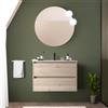Inbagno Mobile bagno sospeso 80 cm rovere bali con lavabo in ceramica ad incasso, 2 cassetti con chiusura soft-close, Linea GAYA