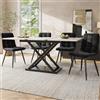 boorbin Set da pranzo allungabile per 4 persone, tavolo da pranzo con 4 sedie da pranzo, in velluto, tavolo da pranzo in marmo (bianco, 160 x 80 x 75 cm)
