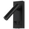 maolo Applique LED da Lettura 2W con Spot Orientabile 360° e USB + Type-C 5V/2A | Luce 4000K per Comodino, Camera da Letto, Hotel | Interruttore ON/OFF | Design Moderno Bianco/Nero (Nero)