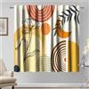Kzzfqxb 117×138cm Tende Isolanti Nere, Giallo Ocra Khaki Sole Luna Foglie Verdi Fiori Arco Pittura Moderna Tende Drappeggiate, 2 Pannelli, Riduzione del Rumore Decorazione Casa per Camera da Letto