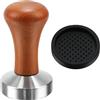 SZJYG 53mm Pressini per caffè Espresso, Pressino per Caffe 53 mm, Tamper Caffe, Pressini per caffè con Manico in Legno per Accessori Macchina Caffes, Accessorio Portafiltro + Tappetino in Silicone