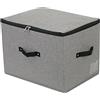 Omygarden Contenitore rigido pieghevole in tessuto con coperchio con cerniera, maniglia, cesto portaoggetti per riporre indumenti e biancheria da letto, organizer per guardaroba, 44x33x31cm, grigio scuro
