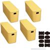 CNKHDZ Set di 4 Scatole Portaoggetti Impilabili con Coperchio, Contenitori in Plastica Multiuso per Casa, Scaffali, Cucina, Bagno (Giallo, 37 * 13 * 15cm)