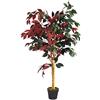 GIANTEX Albero artificiale per esterno o interno, Ficus artificiale decorativo, altezza 120 m, 540 fogli e tronco naturale, finta pianta decorativa
