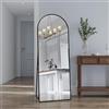 BRILVERDE Specchio per tutto il corpo, 162 x 53 cm, con cornice in alluminio, specchio da parete con supporto per camera da letto, ingresso, corridoio (nero)