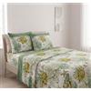 TexLom Lenzuola Matrimoniale in Cotone Fantasia Corallo - Completo Letto 2 Piazze con Federe, Morbido e Traspirante (Verde)