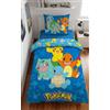 Halantex Pokemon - Set di biancheria da letto 135 x 200 + 80 x 80 cm, motivo: Pokémon Pikachu, Glumanda, Schiggy & Bisasam, set di biancheria da letto per bambini, 2 pezzi, copripiumino + federa, taglia