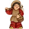 THUN - Statuina Presepe Uomo con Fagotto - Decorazioni Natale Casa - Linea Presepe Classico, Variante Rossa - Ceramica - 6 x 3,8 x 8 h cm