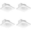A2ZWORLD 4 PCS Portafaretto in Gesso da Incasso Quadrato 120x120x45mm, Interno Tondo,Faretto da Soffitto per Cartongesso,Verniciabile Antiabbagliamento, Portalampada GU10,Connettore Fast,Molla Trasparente