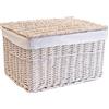 Arthur Cameron - Cesto portaoggetti in vimini con fodera rimovibile e rivestimento in cotone - Perfetto per il bagno, soggiorno o camera da letto - Cesto portaoggetti con coperchio, grande scatola
