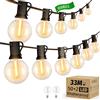 OHLUX Guirlanda LED Esterna 33m/110FT, 52 Lampadine G40 (2 di Ricambio) 2200K Bianco Caldo, IP65 Impermeabile Estendibile, Classe Energetica F, UKCA/CE, per Terrazzo Giardino Feste Matrimoni