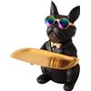 NUACOS Bulldog Francese Decor Bulldog Vassoio Portachiavi Porta Caramelle, Multifunzione Resina Bulldog Moneta Salvadanai Scrivania Vassoi Decorativi, Ufficio Casa Ingresso Chiave Snack Vassoio(Nero)