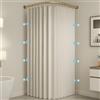 Momooda Tenda Da Doccia Antimuffa Magnetica in Tessuto Impermeabile con Ganci, Tenda da Doccia Pieghevole Lavabile per Vasca da Bagno, 230 g/m², Beige, 280x200cm