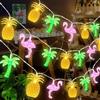 AURIVEE Ghiandana Luminosa a LED Hawaii 20 Luci 3 Metri, Luci Tropicali con Motivo Ananas Fenicottero Palma per Interni Esterni, Festa in Giardino Spiaggia