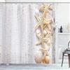 ABAKUHAUS conchiglie Tenda da Doccia, Conchiglie e stelle marine, Tessuto Set di Decorazioni per il Bagno con Ganci, 175 x 180 cm, Avorio