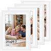 Zouway 4 cornici portafoto formato A4, colore bianco, cornice 21 x 30 cm, per foto, immagini, poster (bianco, A4)