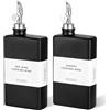 Romon Porta Olio Set, 2Pcs 350ML Nera Bottiglia per Olio Quadrata in Vetro, Base Antiscivolo, Oliera da Tavola con Bocca a Gravità, Imbuto, Etichette Prestampate, Per Cucina Caffè Bar
