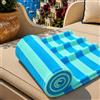 PETTI Artigiani Italiani - Telo Mare Microfibra, Asciugamano Mare o Piscina, Telo per Lettino Spiaggia, Grande 90x180 cm, Righe Celeste Tiffany
