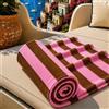 PETTI Artigiani Italiani - Telo Mare Microfibra, Asciugamano Mare o Piscina, Telo per Lettino Spiaggia, Grande 90x180 cm, Righe Marrone Rosa