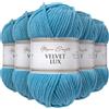 Utopia Crafts Velvet Lux - Filato di ciniglia super morbido per lavorare a maglia e uncinetto, 5 confezioni da 100 g (blu turchese)