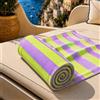 PETTI Artigiani Italiani - Telo Mare Microfibra, Asciugamano Mare o Piscina, Telo per Lettino Spiaggia, Grande 90x180 cm, Righe Verde Chiaro Lilla