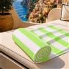 PETTI Artigiani Italiani - Telo Mare Microfibra, Asciugamano Mare o Piscina, Telo per Lettino Spiaggia, Grande 90x180 cm, Righe Bianco Salvia