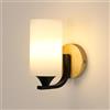 Goeco Applique da Parete Interni in Legno, Lampada da Parete Vintage con Paralume in Vetro, Applique E27 Illuminazione Interno per Camera da Letto, Corridoio, Soggiorno, Scala