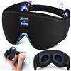Syzplnwy Mascherina per dormire Bluetooth con cuffie integrate, 100% oscurante, maschera per occhi profonda 3D, Bluetooth 5.4, durata di riproduzione 15 ore, traspirante per viaggi, sonnellini e