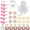 GLLBTPT JGA - 30 accessori da donna, per addio al celibato, con 7 occhiali da sole a forma di cuore, 1 bandana + 7 veli, adesivi per addio al nubilato, accessori per feste di addio al nubilato, decorazione