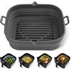 Loveuing Teglia Silicone Friggitrice ad Aria- Quadrato - Riutilizzabile Teglie Friggitrice Aria- Facile Pulire Contenitore per Friggitrici ad Aria da 5,5 L a 7,6 L- Accessori Friggitrice Aria, 21.6cm
