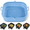 Loveuing Teglia Silicone Friggitrice ad Aria- Quadrato - Riutilizzabile Teglie Friggitrice Aria- Facile Pulire Contenitore per Friggitrici ad Aria da 5,5 L a 7,6 L- Accessori Friggitrice Aria, 21.6cm