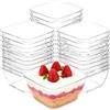 LoNinLoAn 30 bicchieri da dessert in plastica, 70 ml, ciotole da dessert trasparenti | Tazze da dessert riutilizzabili, quadrate, per dessert, tiramisù, budino, mousse