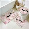 TNKBREEZE Set di 3 tappeti da bagno con profumo rosa, lavabili con tappetini da bagno, motivo floreale, morbido tappetino da bagno antiscivolo per lavanderia, cucina, vasca da bagno, decorazione per
