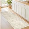 Restydon Tappeto passatoia da 2 x 13 cm, lavabile, morbido, con retro antiscivolo, motivo astratto a pelo basso, per corridoio, stile vintage, piccolo, cucina, scale, lavanderia (5 x 1,5 m, beige