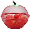 Aleker Ciotola per frutta, a forma di mela, rossa, a rete, con coperchio, in filo metallico resistente, per la cucina, cestino decorativo per frutta, verdura, snack