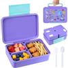 lompyeu Porta Pranzo, 1200ml Lunch Box con Posate,3-en-1 Lunch Box Bambini,Sin BPA - Apta para Microondas y Lavavajillas (Viola)