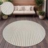Paco Home Tappeto Cucina Da Esterno Salotto Moderno Balcone Terrazo Motivo Scandinavo Motivo Boho Monocolore, Dimensione:Ø 120 cm tondo, Colore:Crema 6