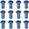 BE-TOOL Filtri a rete per ugelli spruzzatori, 12 filtri spruzzatori in acciaio inox, ugello a cilindro in plastica, per spruzzatore a sacco, spruzzatore a presa di forza (blu, 50 maglie)