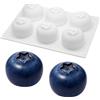 CYUXING Stampo in silicone a 6 cavità per dolci a base di mirtilli, antiaderente, a forma di frutta 3D, ideale per mousse, torte, budini al cioccolato, gelatine, gelati e altri dessert