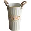 HEIBTENY Vaso da fiori in ferro vintage, realizzato a mano, in stile nordico, per casa e giardino, bianco retrò, antiruggine, adatto per scrivania, pavimento, per interni moderni e alberghieri (30 cm)