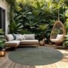 TT Home Tappeto Per Interni Ed Esterni Resistente Alle Intemperie Balcone Camera Da Letto Motivo Scandi Boho Unicolore Aspetto, Colore:Verde 3, Dimensione:200 cm tondo