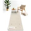 carpetfine Tappeto di lana Gabbeh Uni passatoia Bianco 80x600 cm | Tappeto moderno per soggiorno e camera da letto