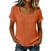Generico Maglietta Manica Corta Donna Estiva Elegante Camicia Scollatura Quadrata Curvy Blusa con Bottoni Lavoro Top Camicetta Casual Classico Magliette Tinta Unita Maglie Tshirt Estive