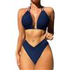 YKDLLF Costume Donna Due Pezzi Mare Bikini da Bagno con Top Triangolo Coppe Estraibili e Slip Vita Alta Sgambata Fantasie Vivaci Maioliche e Fiori di Sicilia Triangolo Imbottito