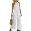 ticticlily Monopezzi e Tutine Donna Lunga Tuta Intera senza Maniche Collo Halter Pantaloni a Vita Alta Elastica Salopette Jumpsuit Casuale Elegante A Bianco L