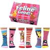United Oddsocks Feline Good Cat Oddsocks calzini in 37-42, set da 6 calze, Feline