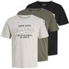 JACK & JONES - Confezione da 3 t-shirt Ethan da uomo, Verde oliva/Raggio di luna/Nero, M